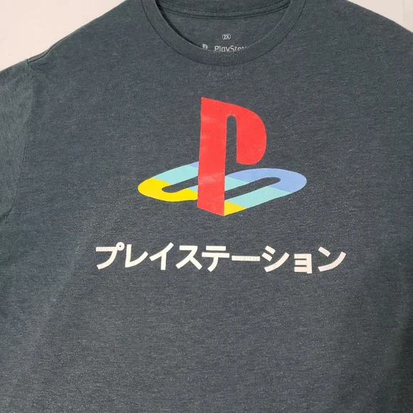 Playstation crewneck t-shirt Men's 2xl grayish blue green - Picture 2 of 7